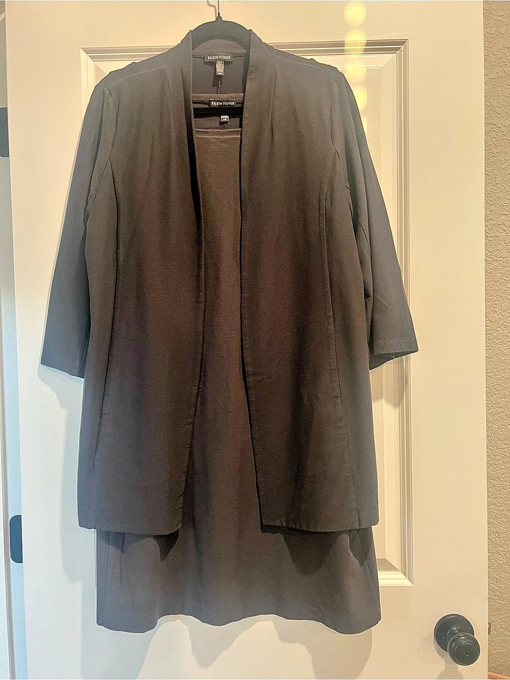Eileen Fisher Sleeveless Dress and Jacket in Charcoal Size L Dress and M Jacke